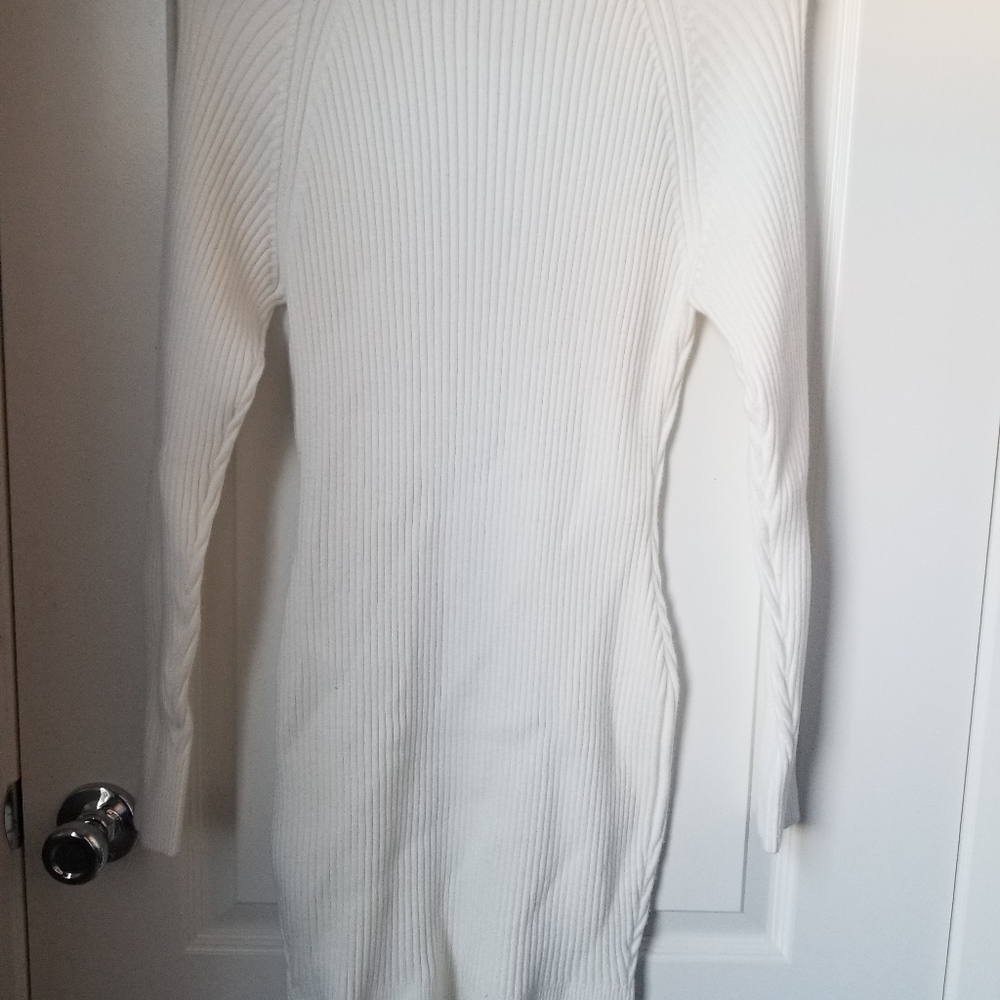 SALE ❤  Bardot Ivory Mini Ribbed Mockneck Bodycon Long Sleeve Dress - Picture 8 of 15
